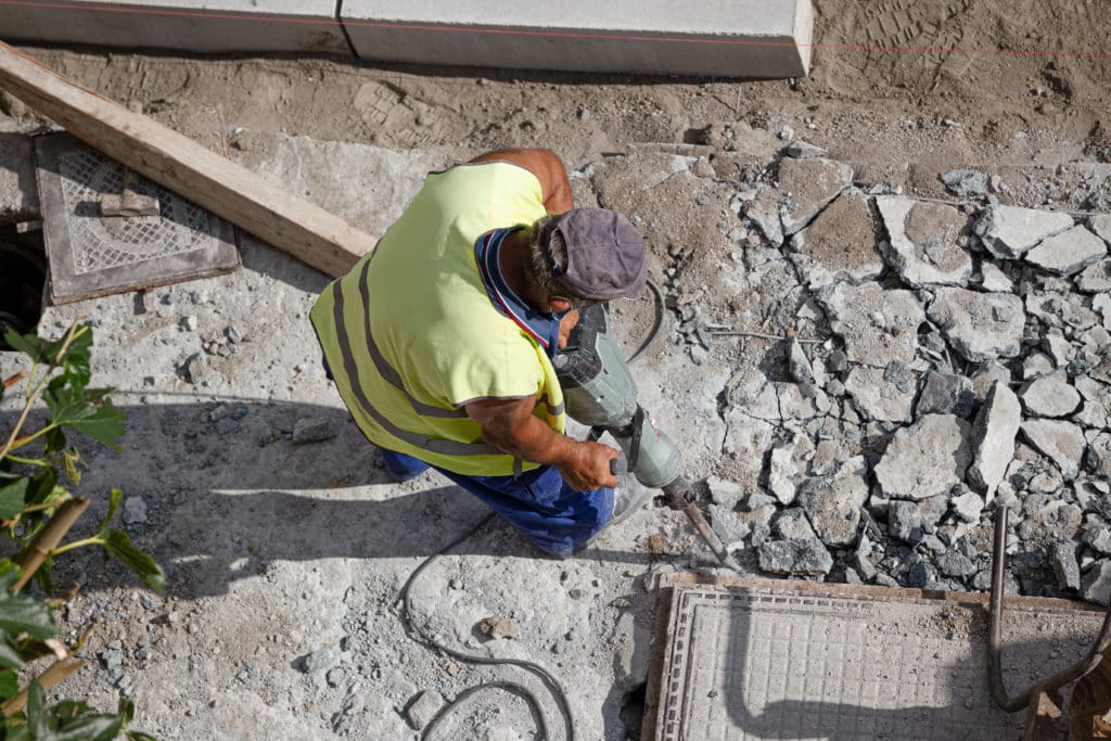 Concrete removal work in progress